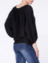 Casual Round Neck Plain Batwing Sleeve Sweater