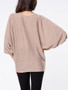 Casual Round Neck Plain Batwing Sleeve Sweater