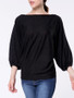 Casual Round Neck Plain Batwing Sleeve Sweater