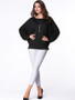 Casual Round Neck Plain Batwing Long Sleeve T-Shirt