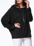 Casual Round Neck Plain Batwing Long Sleeve T-Shirt