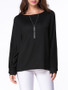 Casual Round Neck Plain Batwing Long Sleeve T-Shirt