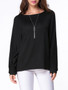 Casual Round Neck Plain Batwing Long Sleeve T-Shirt