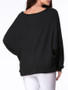 Casual Round Neck Plain Batwing Long Sleeve T-Shirt