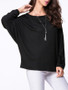 Casual Round Neck Plain Batwing Long Sleeve T-Shirt