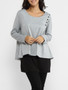 Casual Round Neck Patchwork Long Sleeve T-shirt