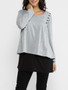 Casual Round Neck Patchwork Long Sleeve T-shirt