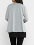 Casual Round Neck Patchwork Long Sleeve T-shirt