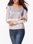 Casual Round Neck Patchwork Hollow Out Long Sleeve T-shirt