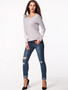 Casual Round Neck Patchwork Hollow Out Long Sleeve T-shirt