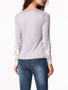 Casual Round Neck Patchwork Hollow Out Long Sleeve T-shirt