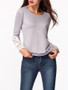 Casual Round Neck Patchwork Hollow Out Long Sleeve T-shirt