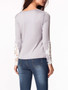 Casual Round Neck Patchwork Hollow Out Long Sleeve T-shirt