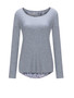 Casual Round Neck Patchwork Floral Long Sleeve T-Shirt