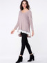 Casual Round Neck Patchwork Dip Hem Long Sleeve T-shirt