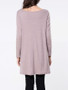 Casual Round Neck Patchwork Dip Hem Long Sleeve T-shirt