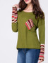 Casual Round Neck Patch Pocket Printed Long Sleeve T-Shirt