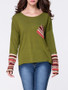 Casual Round Neck Patch Pocket Printed Long Sleeve T-Shirt