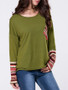 Casual Round Neck Patch Pocket Printed Long Sleeve T-Shirt