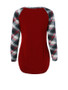 Casual Round Neck Patch Pocket Plaid Raglan Long Sleeve T-Shirt