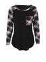 Casual Round Neck Patch Pocket Plaid Raglan Long Sleeve T-Shirt