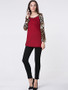 Casual Round Neck Leopard Printed Patchwork Long Sleeve T-Shirt