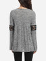 Casual Round Neck Hollow Out Patchwork Plain Long Sleeve T-shirt