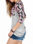 Casual Round Neck Floral Printed Charming Plus Size Long Sleeve T-Shirt