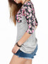 Casual Round Neck Floral Printed Charming Plus Size Long Sleeve T-Shirt