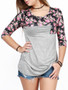 Casual Round Neck Floral Printed Charming Plus Size Long Sleeve T-Shirt