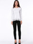 Casual Round Neck Decorative Lace Plain High-Low Long Sleeve T-Shirt