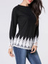 Casual Round Neck Decorative Lace Long Sleeve T-shirt