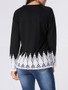 Casual Round Neck Decorative Lace Long Sleeve T-shirt