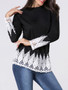 Casual Round Neck Decorative Lace Long Sleeve T-shirt