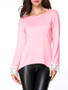 Casual Round Neck Decorative Lace Bell Long Sleeve T-Shirt