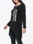 Casual Round Neck Asymmetric Hem Letters Long Sleeve T-Shirt