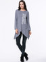 Casual Round Neck Asymmetric Hem Letters Long Sleeve T-Shirt