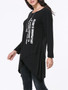 Casual Round Neck Asymmetric Hem Letters Long Sleeve T-Shirt