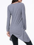 Casual Round Neck Asymmetric Hem Letters Long Sleeve T-Shirt