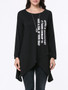 Casual Round Neck Asymmetric Hem Letters Long Sleeve T-Shirt