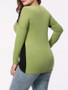 Casual Patch Pocket Color Block Long Sleeve Plus Size T-Shirt