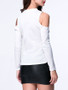 Casual Open Shoulder Cutout Plain Plus Size Long Sleeve T-Shirt