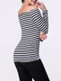 Casual Off Shoulder Striped Long Sleeve T-Shirt