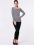 Casual Off Shoulder Striped Long Sleeve T-Shirt