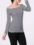 Casual Off Shoulder Striped Long Sleeve T-Shirt