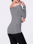 Casual Off Shoulder Striped Long Sleeve T-Shirt