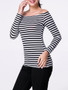 Casual Off Shoulder Striped Long Sleeve T-Shirt