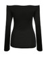 Casual Off Shoulder Solid Long Sleeve T-Shirt In Black