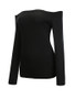 Casual Off Shoulder Solid Long Sleeve T-Shirt In Black