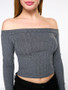 Casual Off Shoulder Plain Cropped Long Sleeve T-Shirt